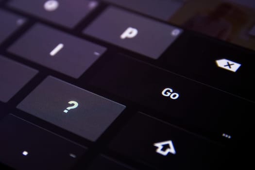 Go Enter Button Digital Keyboard Flat Keys Buttons Press Finger Black