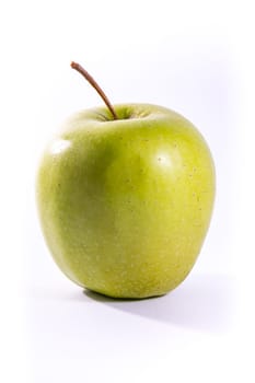 Granny Smith Green Bright Apple Fruit Healthy Food White Isolated Background