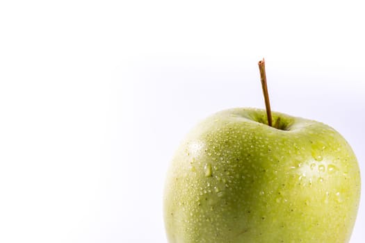 Granny Smith Green Bright Apple Fruit Healthy Food White Isolated Background