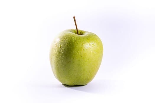Granny Smith Green Bright Apple Fruit Healthy Food White Isolated Background