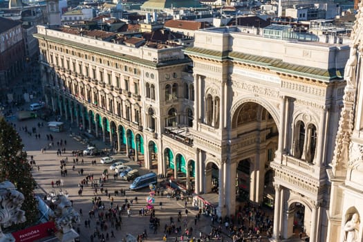 Galleria Vittorio Emanuele II Entryway Famous Destination Italy Architecture Shopping Mall During Christmas 2016 Traveling Winter Sightseeing Crowd