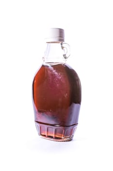 Glass Jar Jug Clear Brown Maple Syrup Container White Isolated Background Ingredient Food Sweet Dessert