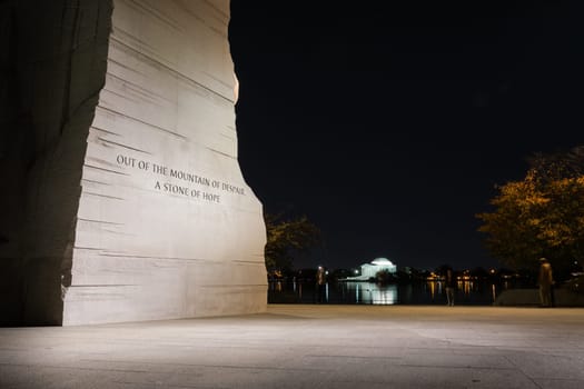 Martin Luther King Jr Memorial Statue Washington DC Night Evening Closeup