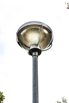 Isolated White Background Street Light Lamp Glowing Metal Public
