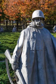 Korean War Memorial Wall Washington DC Outdoors Autumn Soldiers Landmark USA