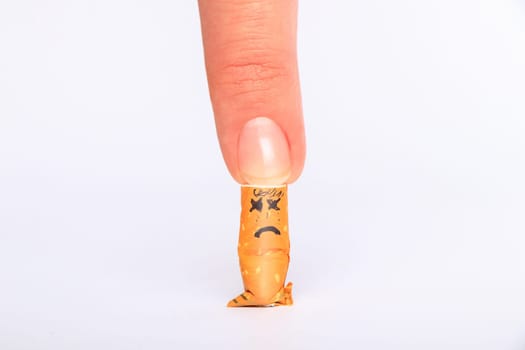 Facial expressions with cigarette butts in hands
