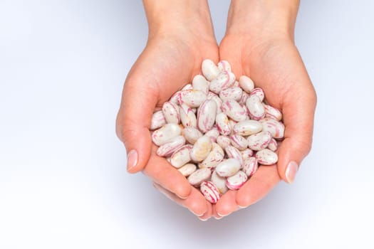 Kidney beans in woman hand