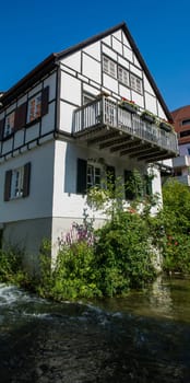 Small German Cottage with Balcony on River in Ulm