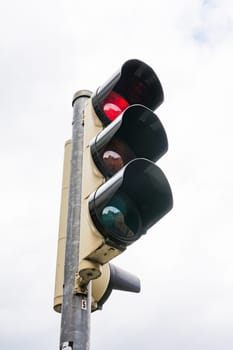 Stoplight Traffic Red Glowing Green Yellow Isolated White Background Object