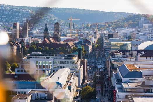Stuttgart Germany City Center Koenigstrasse Public Otudoors Bahnhofturm View Cityscape 16 October 2016