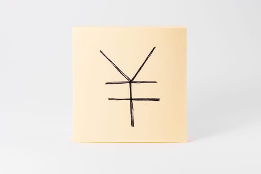 Sticky Notes Notepad Yellow Square White Background Office Supply Yuan Symbol