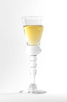 Single Shot Glass Wine Style Isolated White Background Triple Three Together Full Empty Contrast Elegant Fancy Round Stem