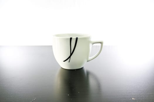 Small Abstract Porcelain Coffee Mug Espresso White Black Contrast