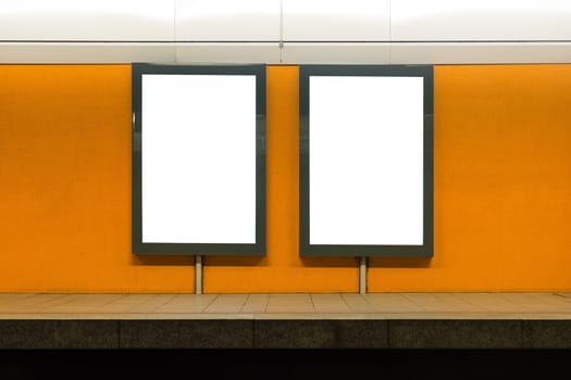 Subway Underground Interior Blank Isolated Clipping Path Advertisement Space