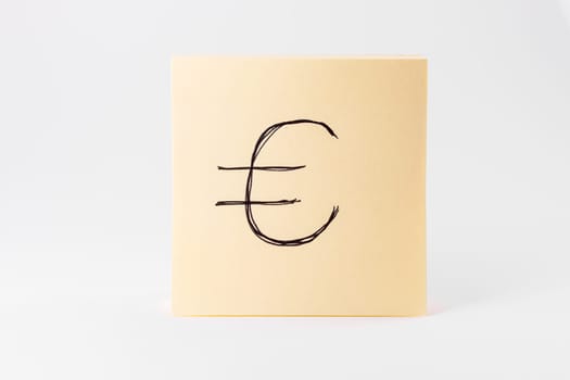 Sticky Notes Notepad Yellow Square White Background Office Supply Euro Symbol