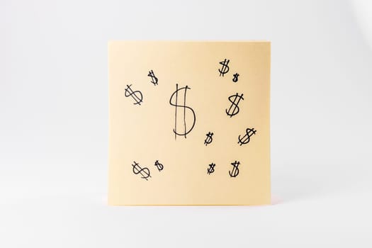 Sticky Notes Notepad Yellow Square White Background Office Supply Dollar Sign