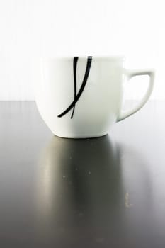 Small Abstract Porcelain Coffee Mug Espresso White Black Contrast