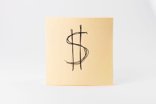Sticky Notes Notepad Yellow Square White Background Office Supply Dollar Sign