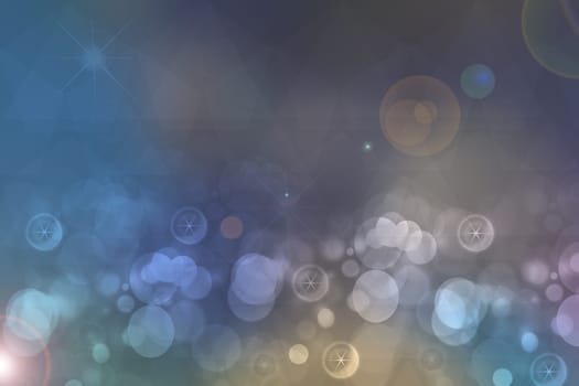 Abstract blue lightening bokeh circles from unterwater bubbles. Beautiful blue illustration.