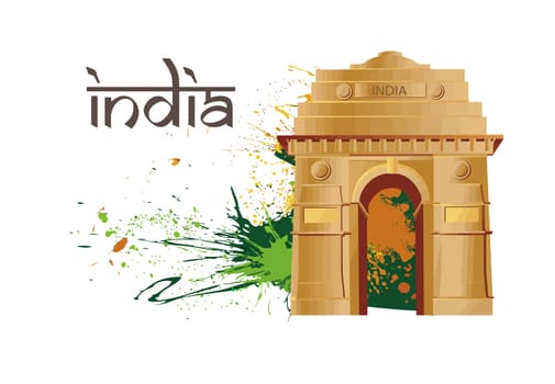 india gate monument celebration independence day illustration