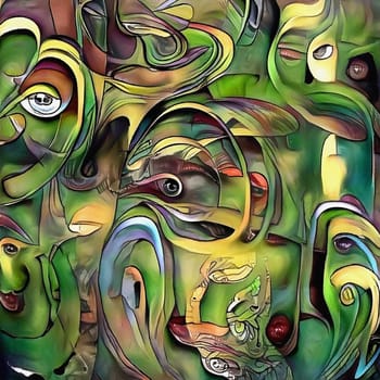 Abstract painting in mostly green colors