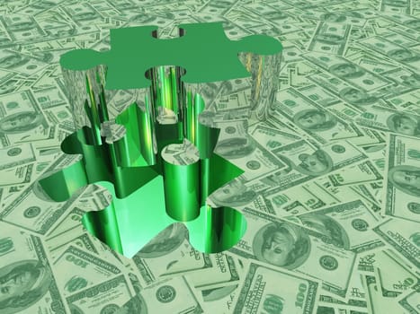 USA Currency Puzzle. 3D rendering