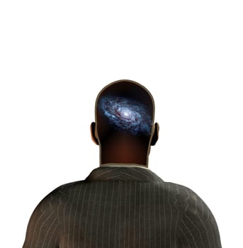 Mans head with galaxy therein