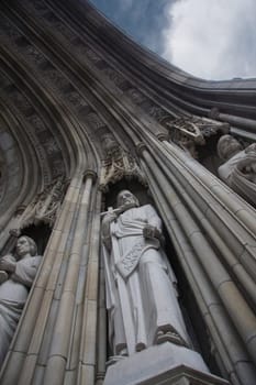 Photograph of chopped arch with statues.
