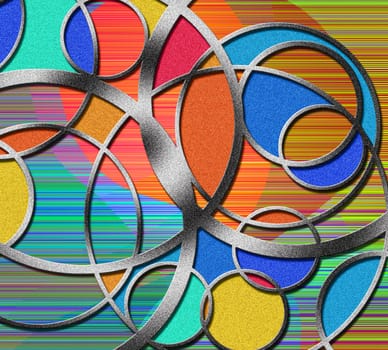 Abstract colorful overlapping circles. 3D renderind