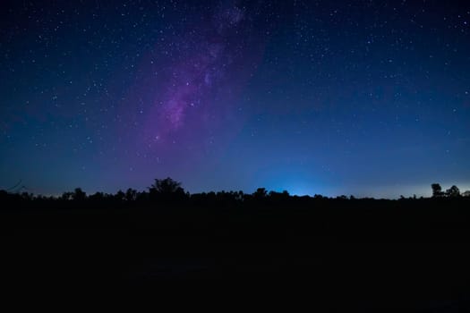 Landscape Night With Stars And Milky Way, silhouette with sky