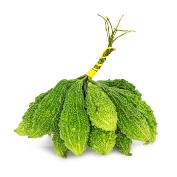 Bitter Gourd On White Background, close up of Thai vegetable