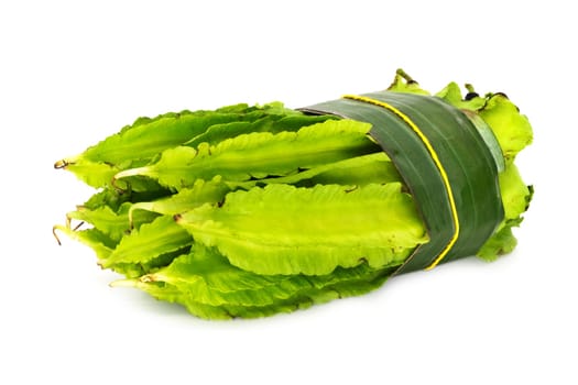 Goa Bean On White Background, close up of green tropical vegetable