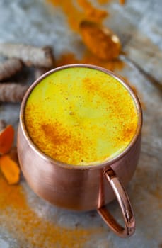 Mug of golden Milk / tumeric latte with curcuma