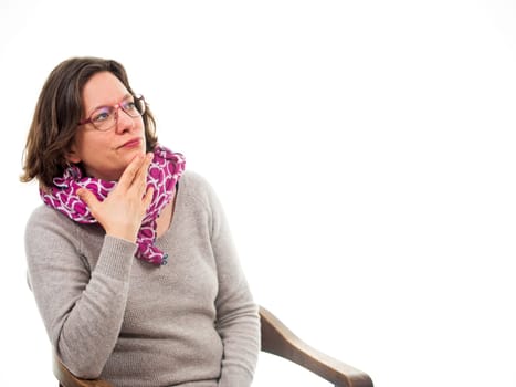 Woman thinks about
