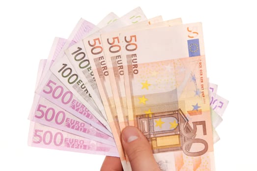 detail of man hand with lots of money