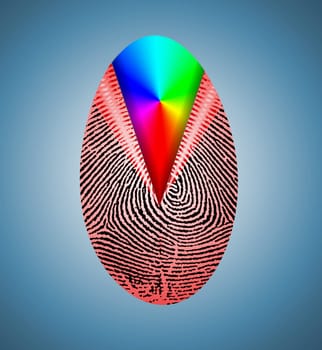 Colorful Rainbow Fingerprint. 3D rendering