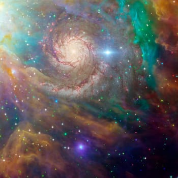 Colorful Deep Space. Spiral Galaxy