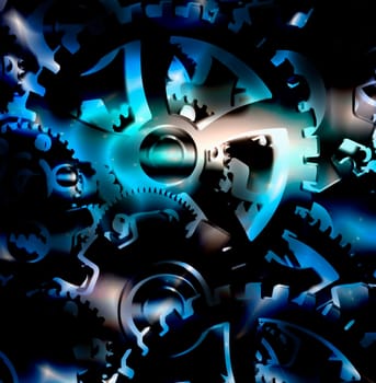 Metal gears, cog wheels. 3D rendering