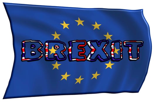 3D-Illustration. United Kingdom and Gibraltar European Union membership referendum referendum outlet Britain from the EU (European Union), British suffrage. The flag of the UK & EU Symbolic, concept for United Kingdom and Gibraltar European Union membership referendum.