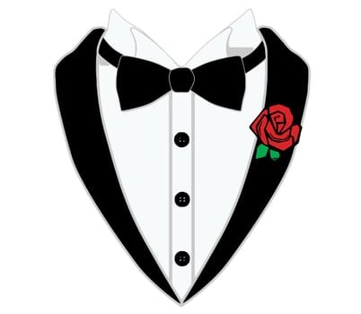 bow tie black suit red rose luxury elegant fashion illustration