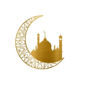 mosque islamic religious holy golden moon illustration