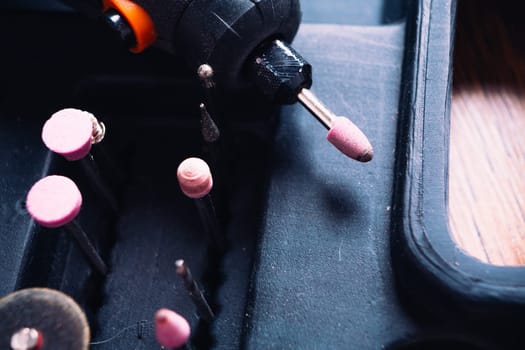 lot of tips on a drill closeup