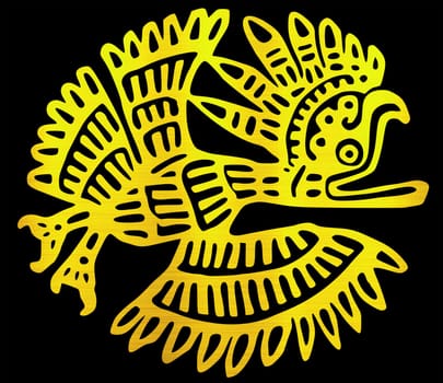 maya civilization aztec bird animal tribal ancient golden illustration