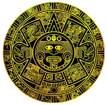 maya civilization aztec calendar astronomy tribal ancient golden illustration