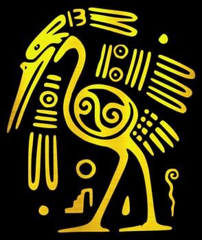 maya civilization aztec bird animal tribal ancient ritual golden illustration