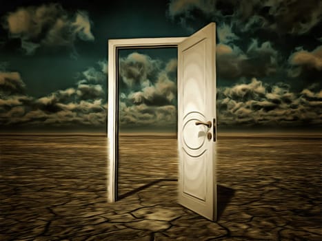 Surrealism. Door to another dimension.