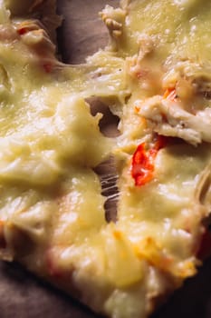 pieces of cheese pizza chicken and pineapple