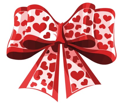 bow ribbon gift decorative heart festive red white illustration