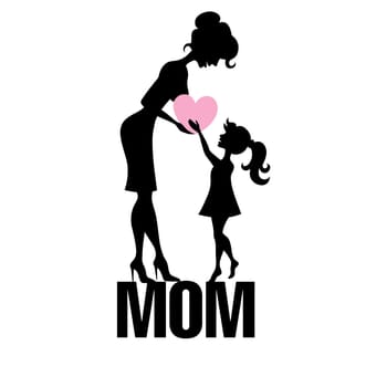 mothers day giving love daughter heart silhouette illustration