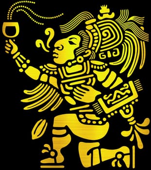 maya aztec civilization tribal cult ritual offer spirit golden illustration